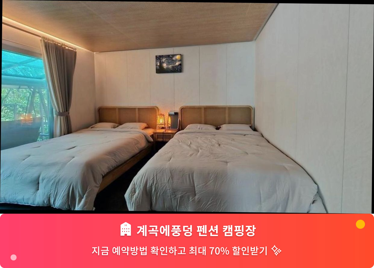 (이미지설명: 계곡에풍덩 펜션 캠핑장 - 메인 안내사진)